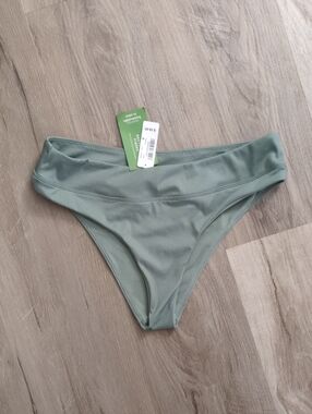 La Vie En Rose Aqua Sage Green Ribbed Bikini Bottom